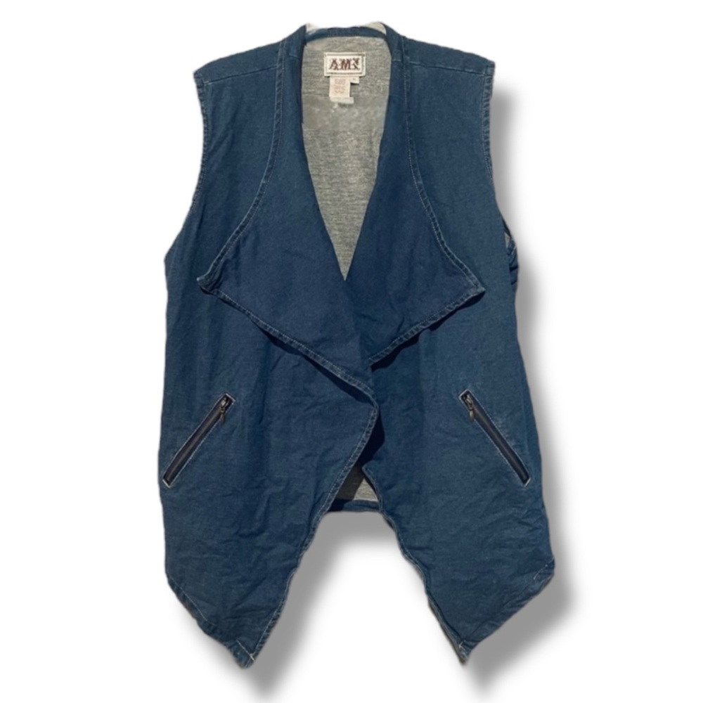 AMX Vintage 90’s Blue Denim Sleeveless High-Low Vest